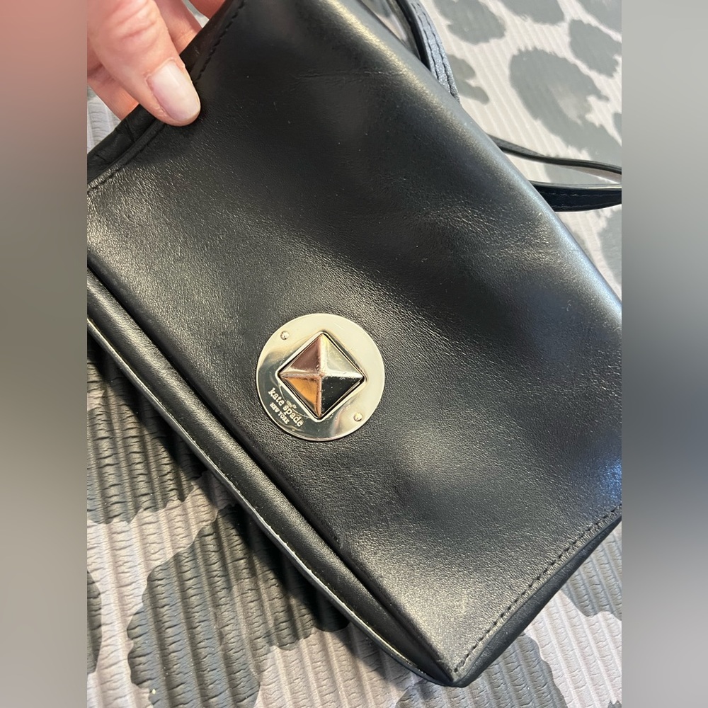 Kate Spade small black leather bag w/ dust bag.